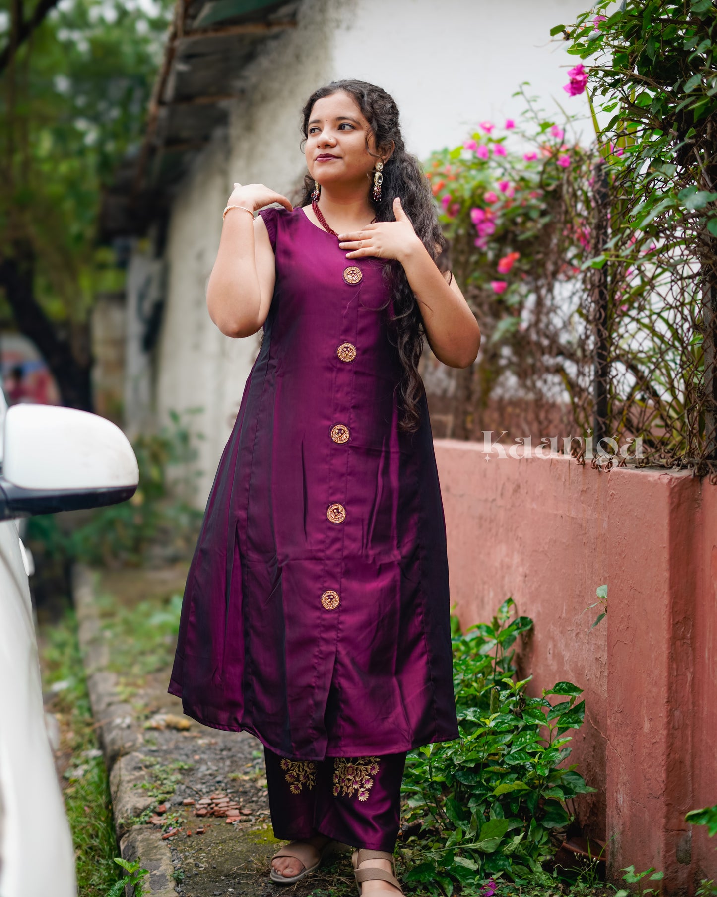 Niha - Soft Silk Kurti Set with Embroidered Palazzo & Designer Dupatta