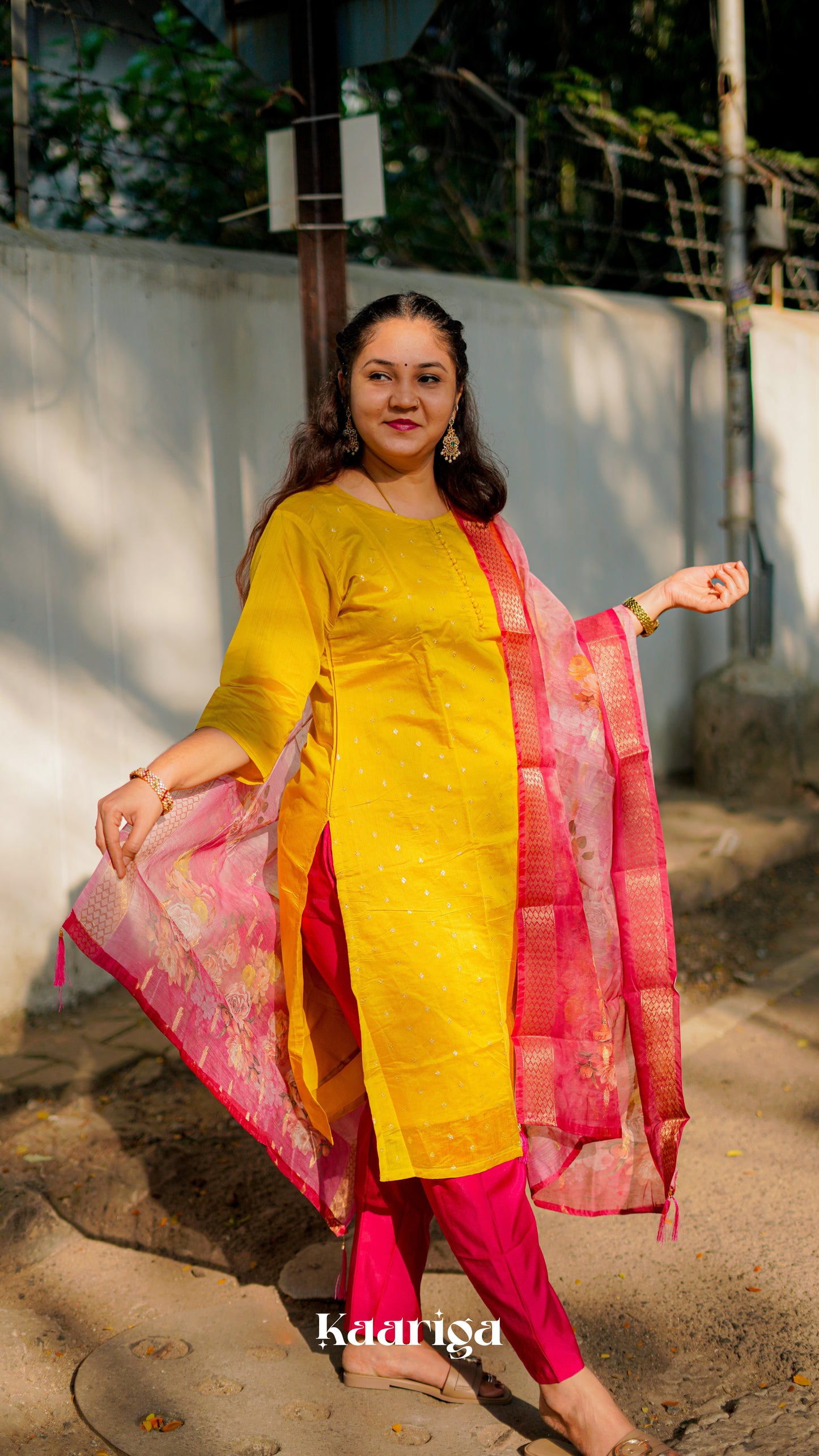 Anvi - Silk Kurti Set with Banarasi Buti Work & Organza Dupatta