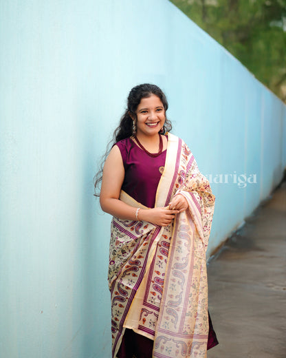 Niha - Soft Silk Kurti Set with Embroidered Palazzo & Designer Dupatta