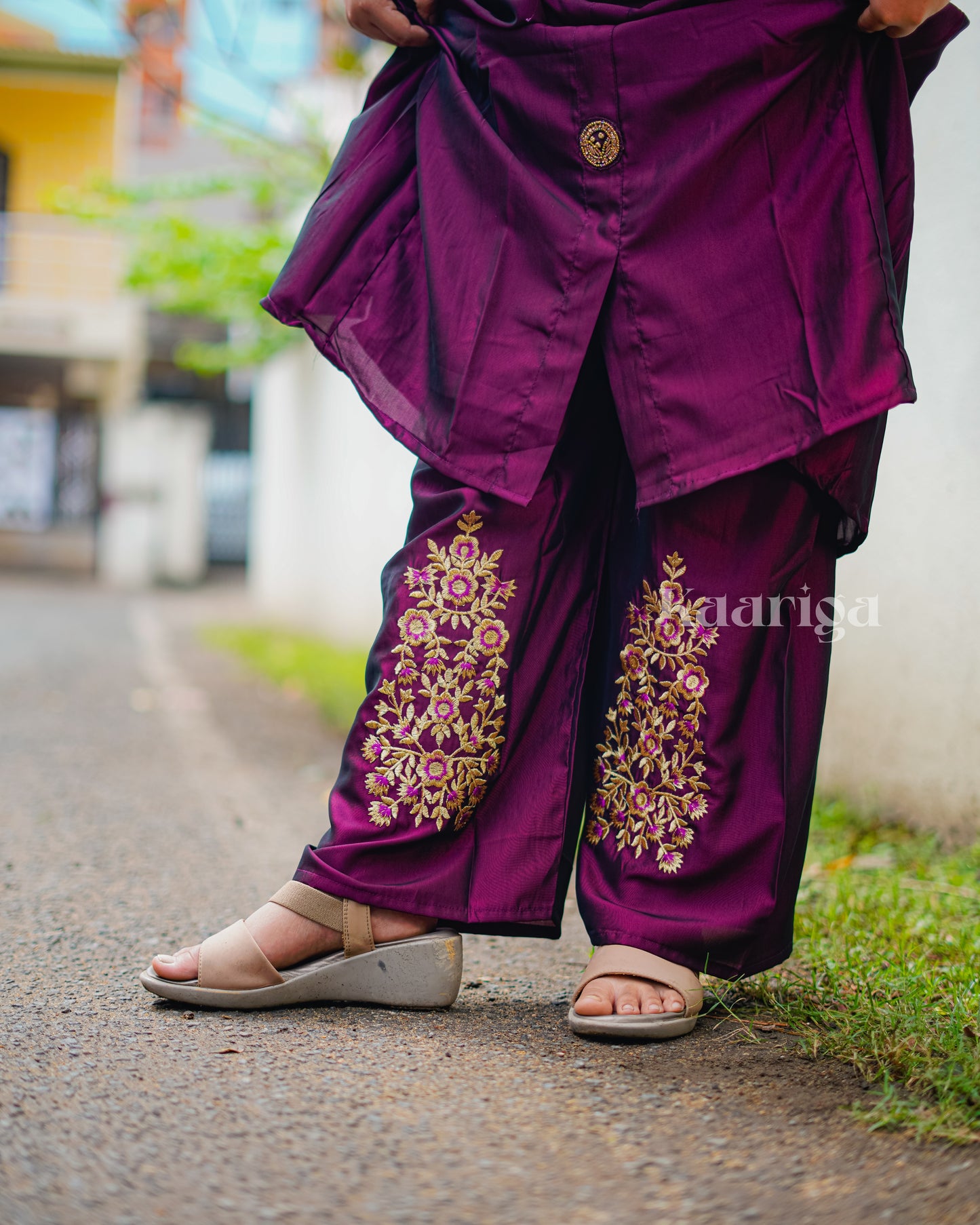 Niha - Soft Silk Kurti Set with Embroidered Palazzo & Designer Dupatta