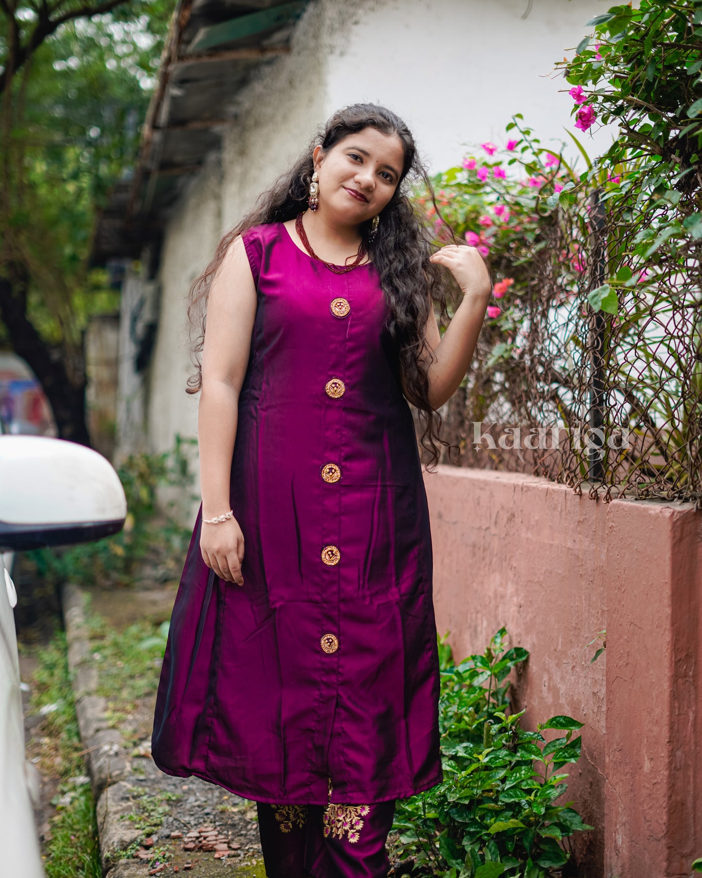 Niha - Soft Silk Kurti Set with Embroidered Palazzo & Designer Dupatta