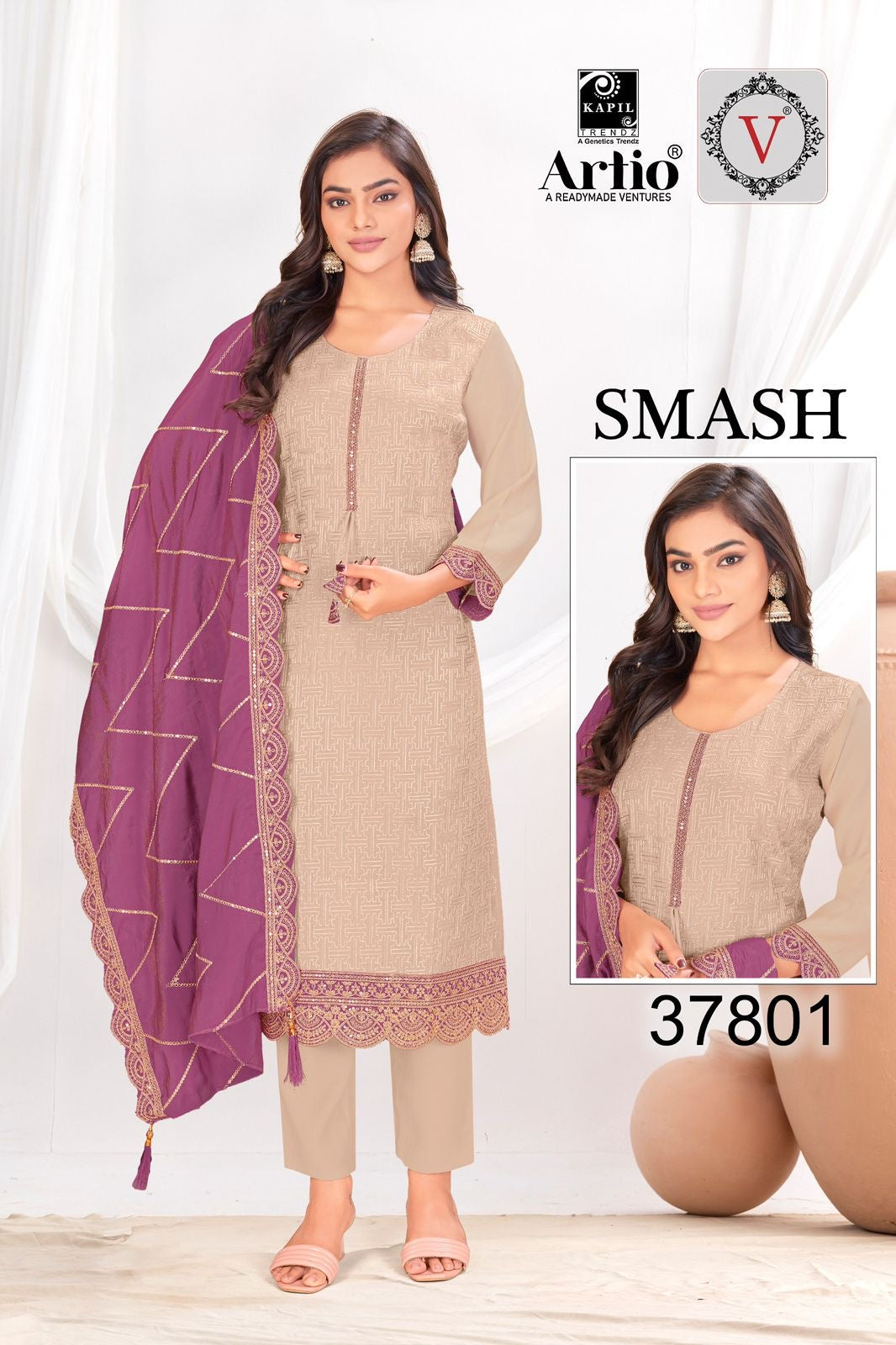 Smash Embroidered Straight Kurta Set